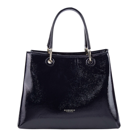 Тъмно синя лачена чанта с две отделения- DIana&CO 11365