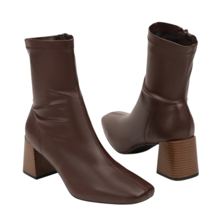 Кафяви боти на широк ток- Izabel Brown 11543