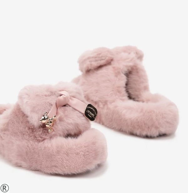 Топли домашни чехли в розов цвят- Teddy Bear Pink 9207