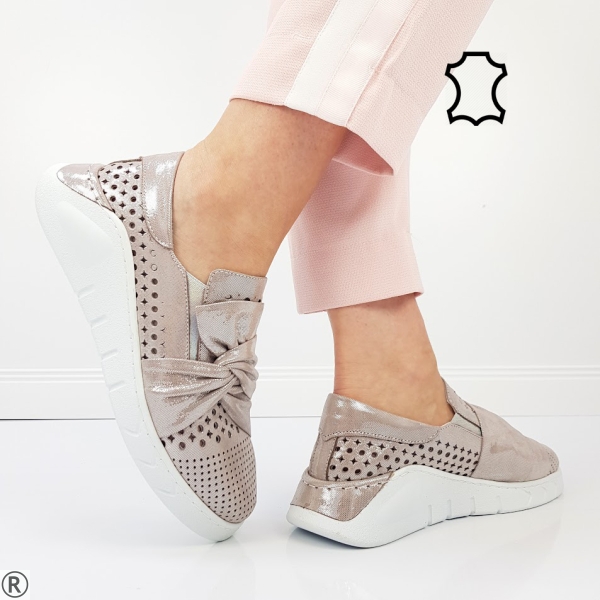 Обувки в цвят пепел от рози от естествена кожа- Morgan 10189