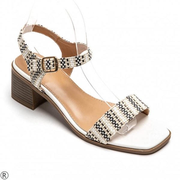 Бели ежедневни сандали на широк ток- Zalia White 10356