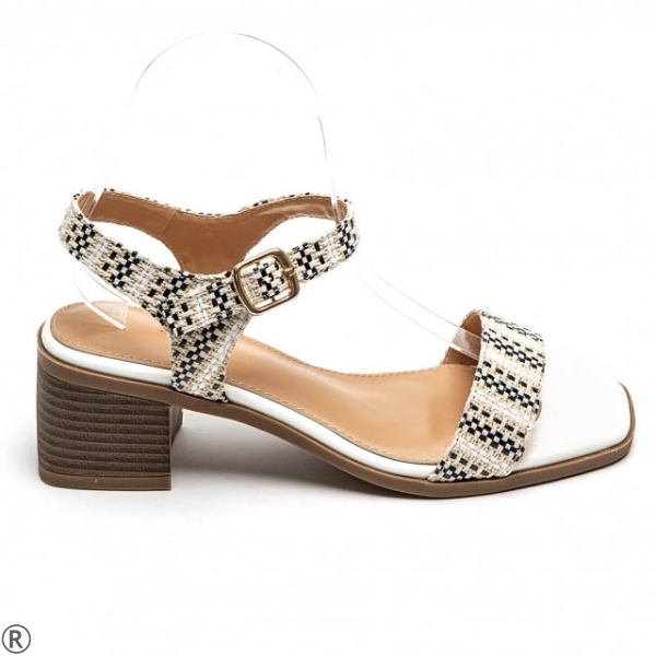 Бели ежедневни сандали на широк ток- Zalia White 10356