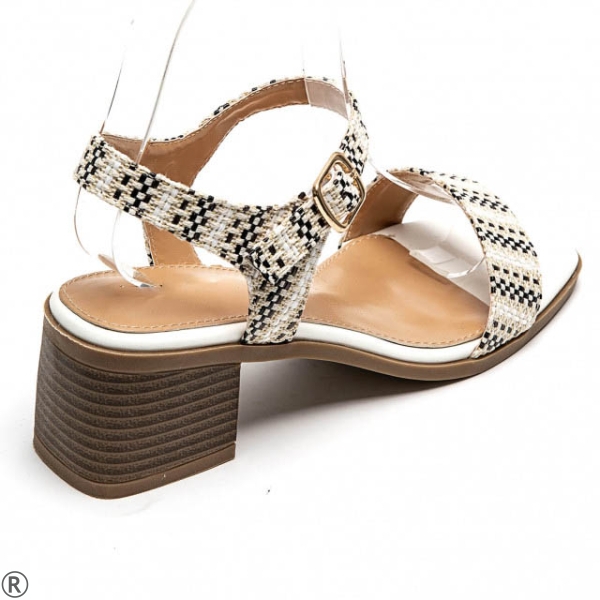 Бели ежедневни сандали на широк ток- Zalia White 10356