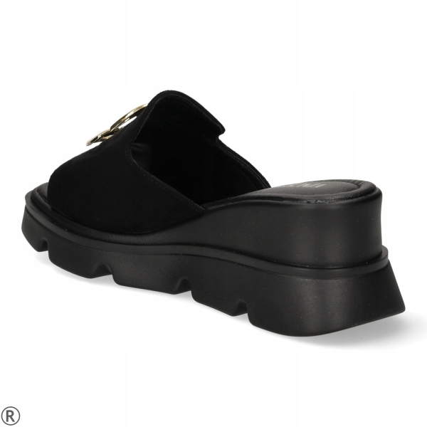 Черни дамски чехли на платформа- Siana 10376