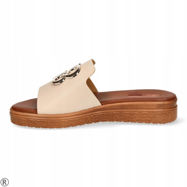 Бежови равни чехли- Greta Beige 10377