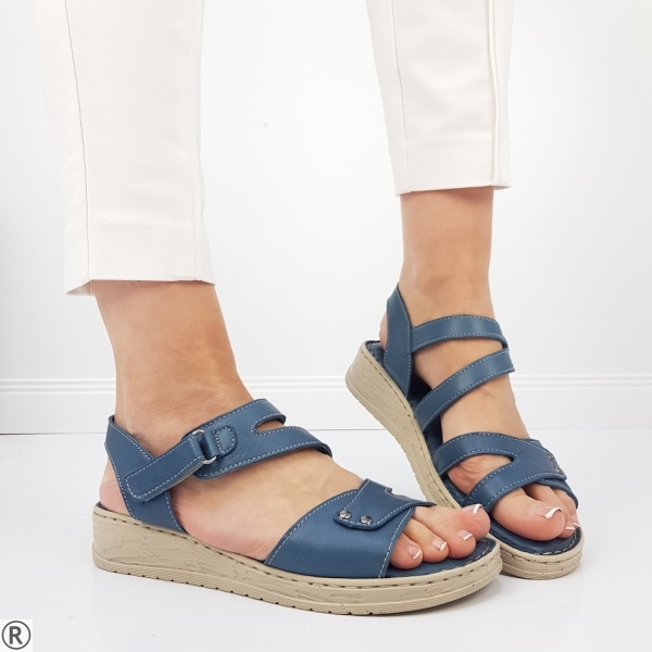 Сандали от естествена кожа в син цвят- Klara Blue 10380