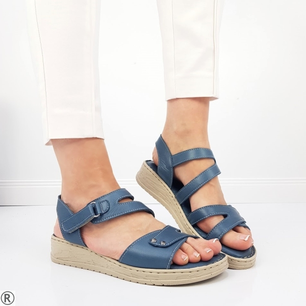 Сандали от естествена кожа в син цвят- Klara Blue 10380