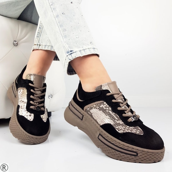 Маратонки от естествен велур и кожа- Sidni 10383