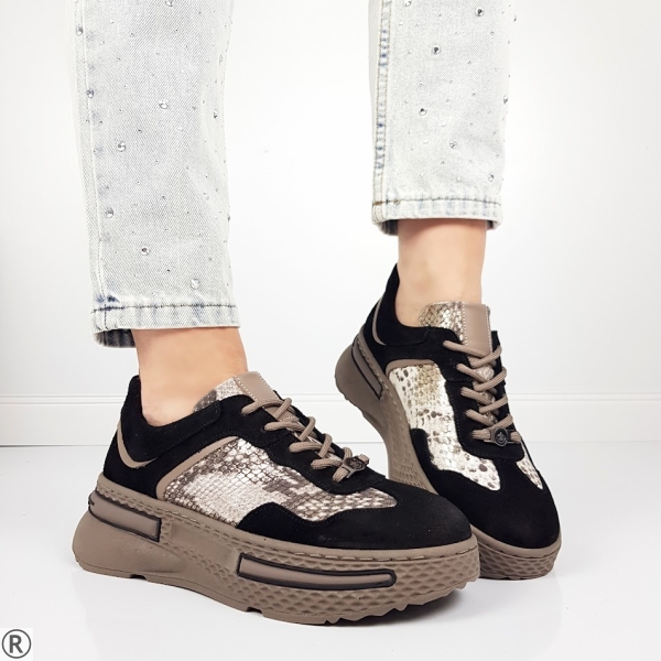 Маратонки от естествен велур и кожа- Sidni 10383