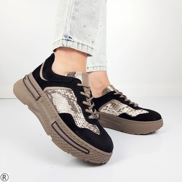 Маратонки от естествен велур и кожа- Sidni 10383