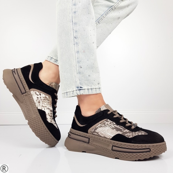 Маратонки от естествен велур и кожа- Sidni 10383