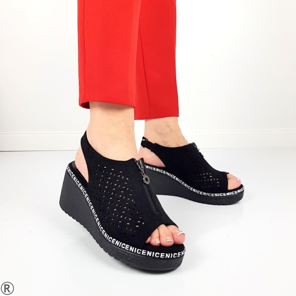 Черни сандали на платформа- Siena Black 10388