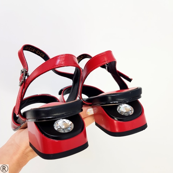 Червени дамски сандали на ток- Eliza Bulgaria 10378