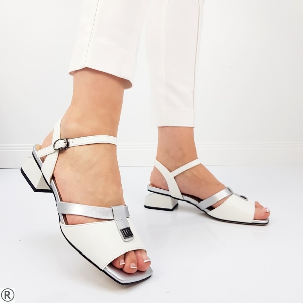 Бели сандали на широк ток- Eliza Bulgaria 10408