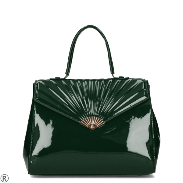 Маслено зелена чанта с капак- HERISSON 10419