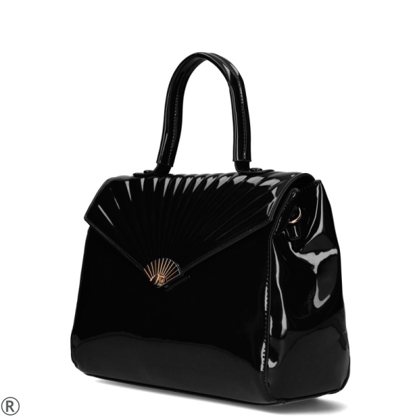 Голяма черна лачена чанта с капак- HERISSON 10423