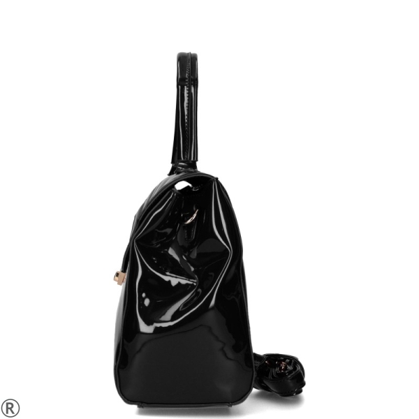 Голяма черна лачена чанта с капак- HERISSON 10423