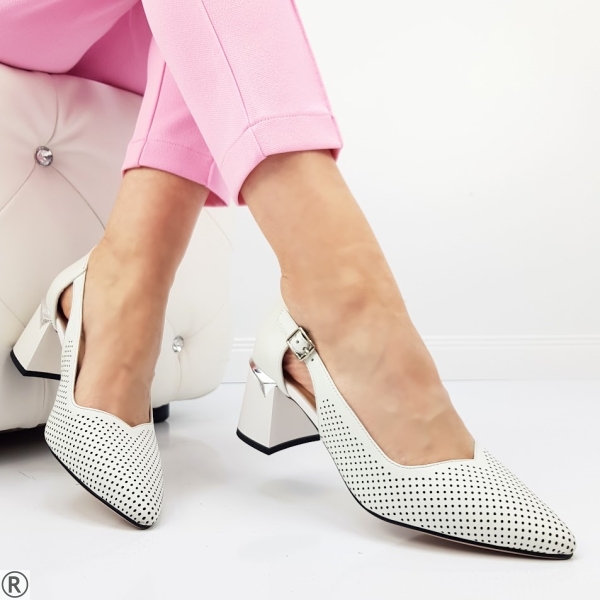 Бели елегантни обувки от естествена кожа- Eliza Bulgaria 10336