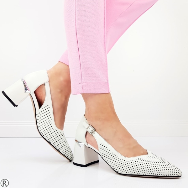 Бели елегантни обувки от естествена кожа- Eliza Bulgaria 10336