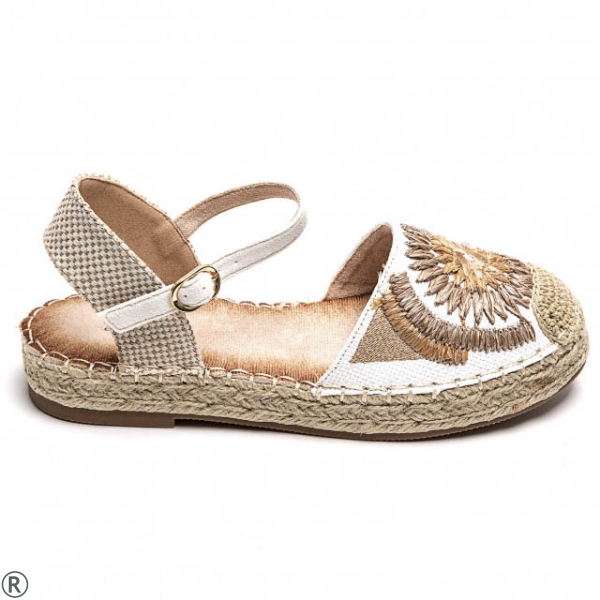 Бели равни еспадрили с цвете- Steisi White 10438