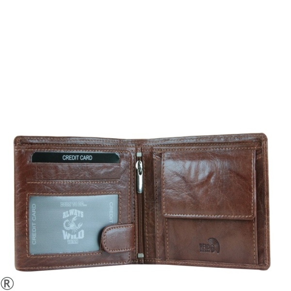 Кафяв мъжки портфейл от естествена кожа- Peterson 10449