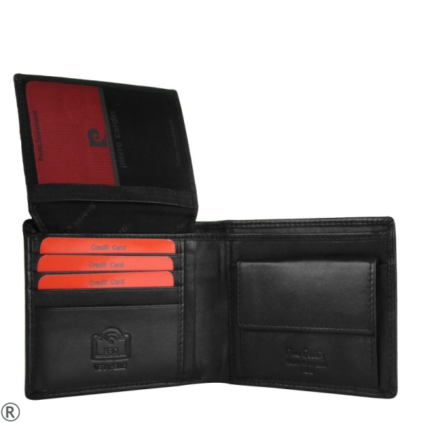 Черен мъжки портфейл от естествена кожа-  Pierre Cardin 10451