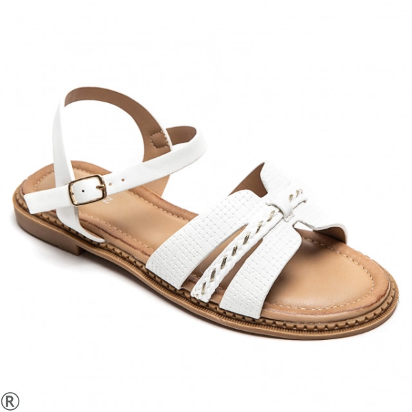 Бели равни сандали- Stella White 10517