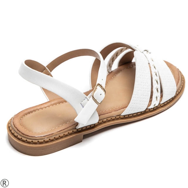 Бели равни сандали- Stella White 10517