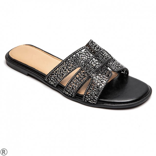 Черни равни чехли- Steisi Black 10521