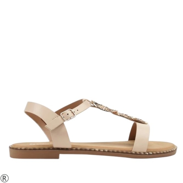 Равни бежови сандали- Melina Beige 10524