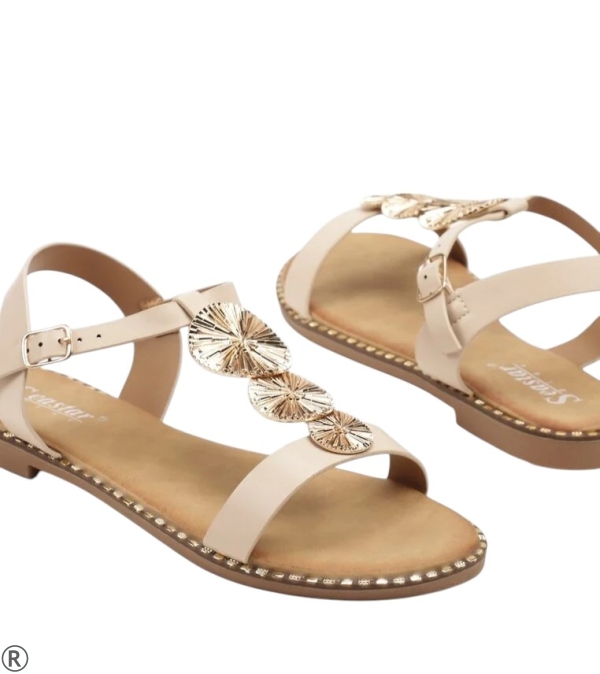 Равни бежови сандали- Melina Beige 10524