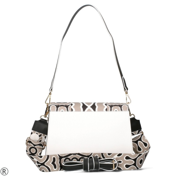 Стилна чанта от естествена кожа с цветен капак- EGO White 10536