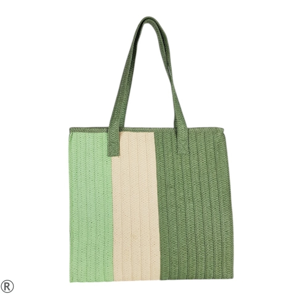 Голяма плетена чанта в зелен цвят- Klaudia Green 10557
