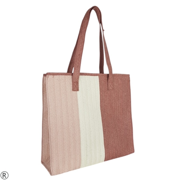 Голяма плетена чанта в розов цвят- Klaudia Pink 10558