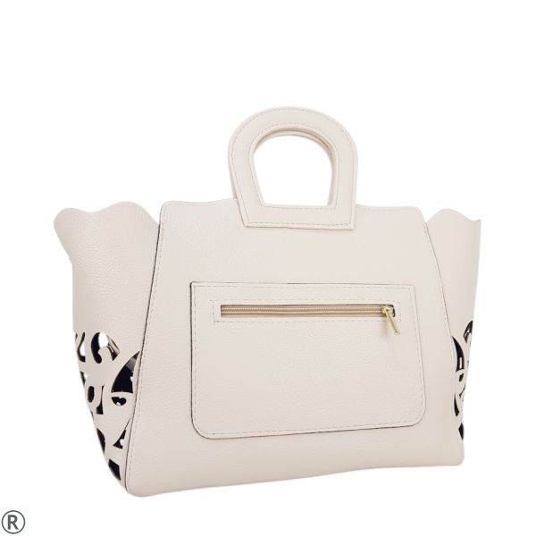 Бежова чанта две в едно лазерно рязана- Laura Biaggi Beige 10578