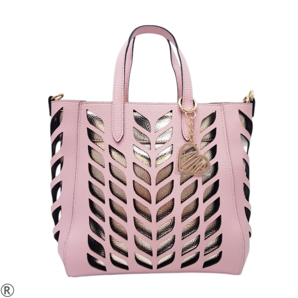 Розова чанта две в едно лазерно рязана- Laura Biaggi Pink 10583