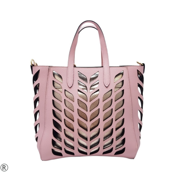 Розова чанта две в едно лазерно рязана- Laura Biaggi Pink 10583