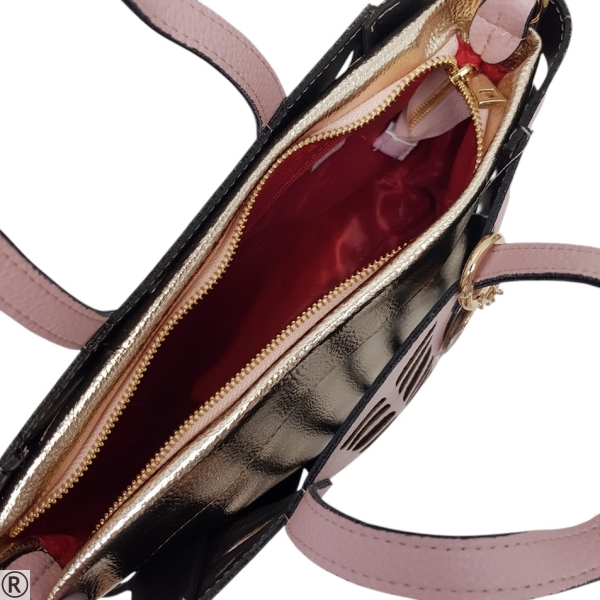 Розова чанта две в едно лазерно рязана- Laura Biaggi Pink 10583