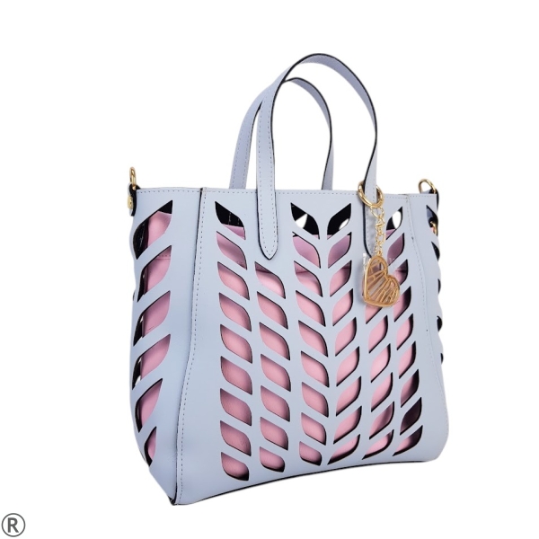 Синя чанта две в едно лазерно рязана- Laura Biaggi Blue 10584