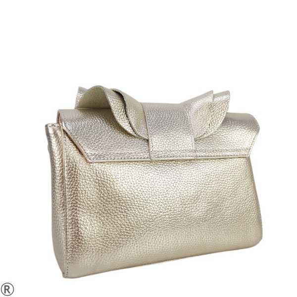 Златна дамска чанта от естествена кожа- Laura Biaggi Gold 10587