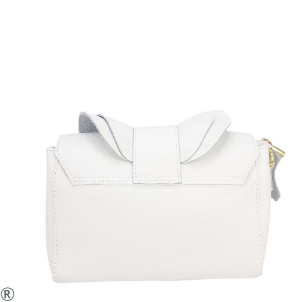 Бяла дамска чанта от естествена кожа- Laura Biaggi White 10588