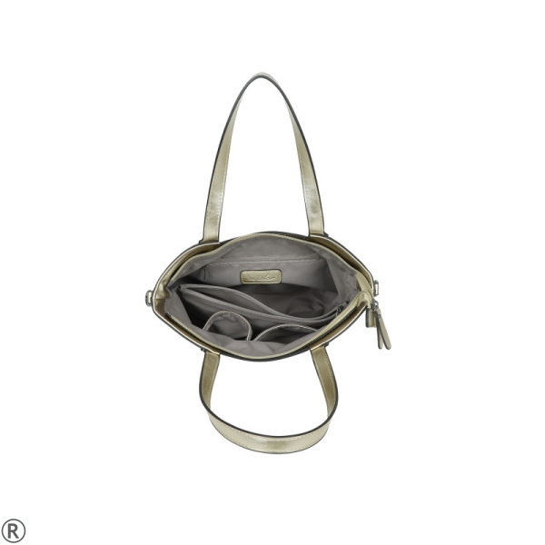 Златиста дамска чанта с дълги дръжки- INES DELAURE Gold 10620