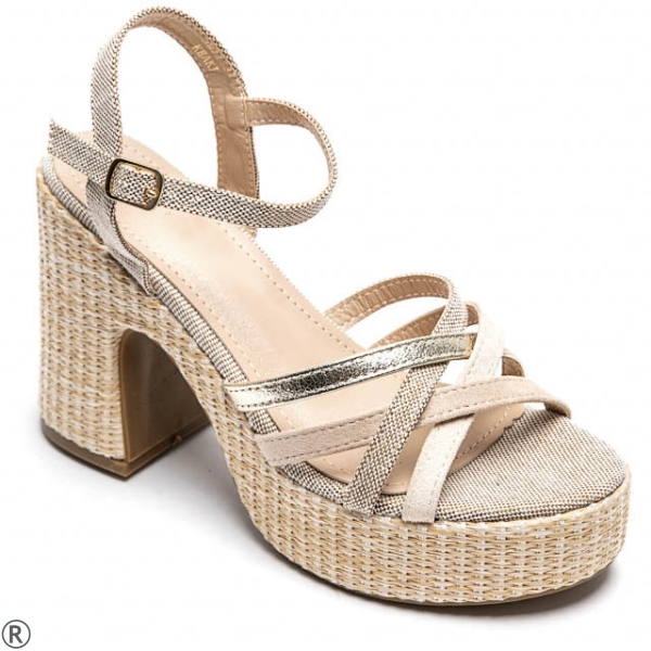 Бежови сандали на ток и платформа- Izabel Beige 10652