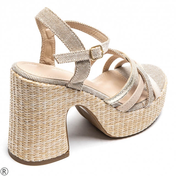 Бежови сандали на ток и платформа- Izabel Beige 10652