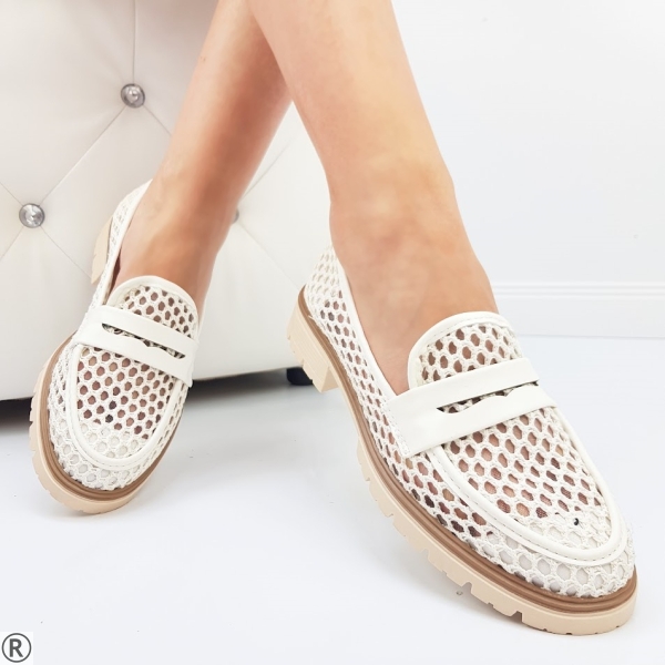 Бели плетени мокасини - Amanda White 10362