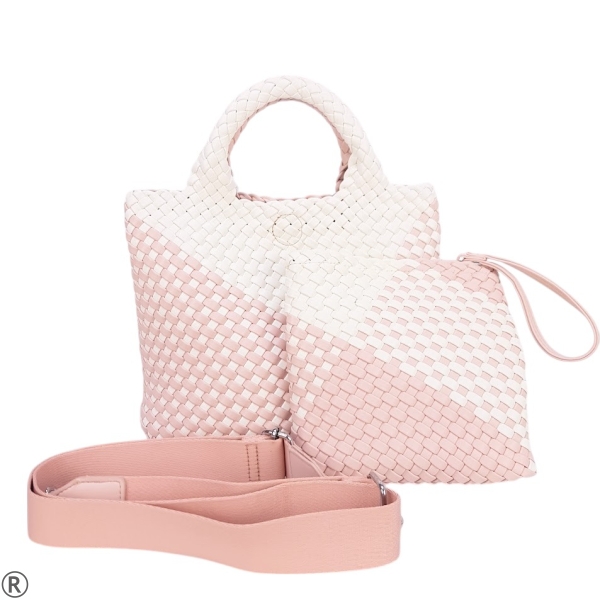 Модерна плетена чанта за през рамо- Rita Pink 10665