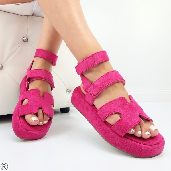 Цикламени равни сандали- Klaudia Pink 10669