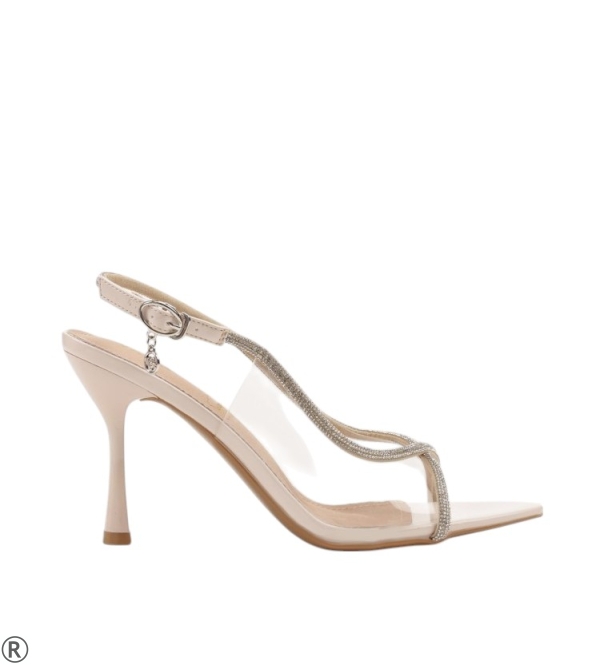 Стилни силиконови сандали с камъни- Vaqna Beige 10678