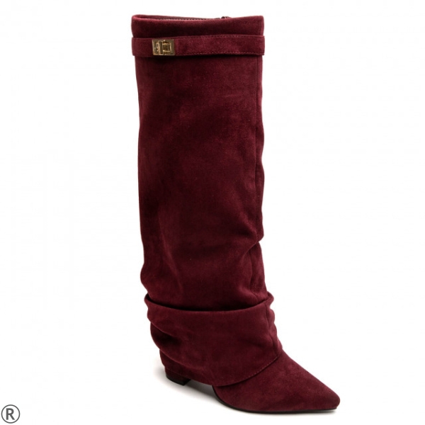 Стилни ботуши на ток в цвят бордо- Irina Burgundy 10681