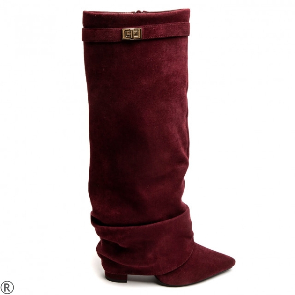 Стилни ботуши на ток в цвят бордо- Irina Burgundy 10681